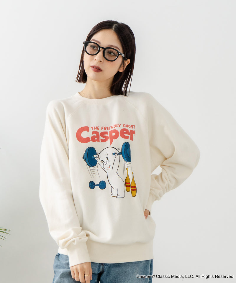 【DISCUS×Casper】キャラクタープリントスウェットトレーナー メンズ レディース ユニセックス