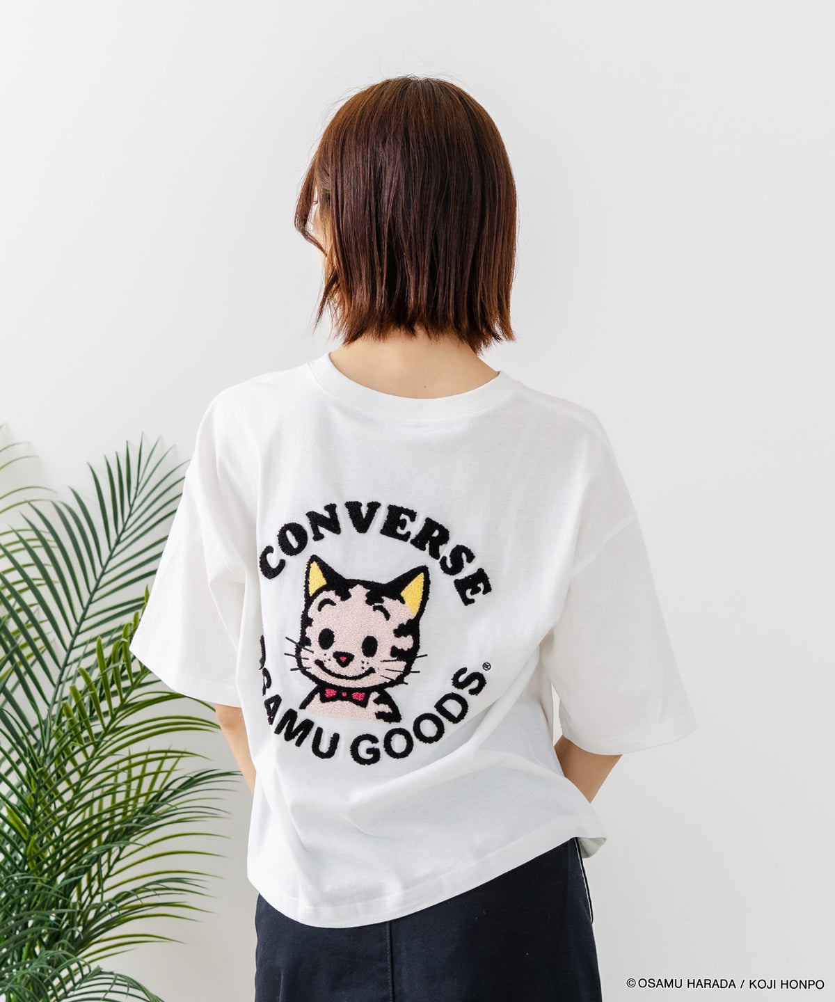 CONVERSE/コンバース】CONVERSE×OSAMUGOODS 天竺 CAT サガラ刺繍Tシャツ