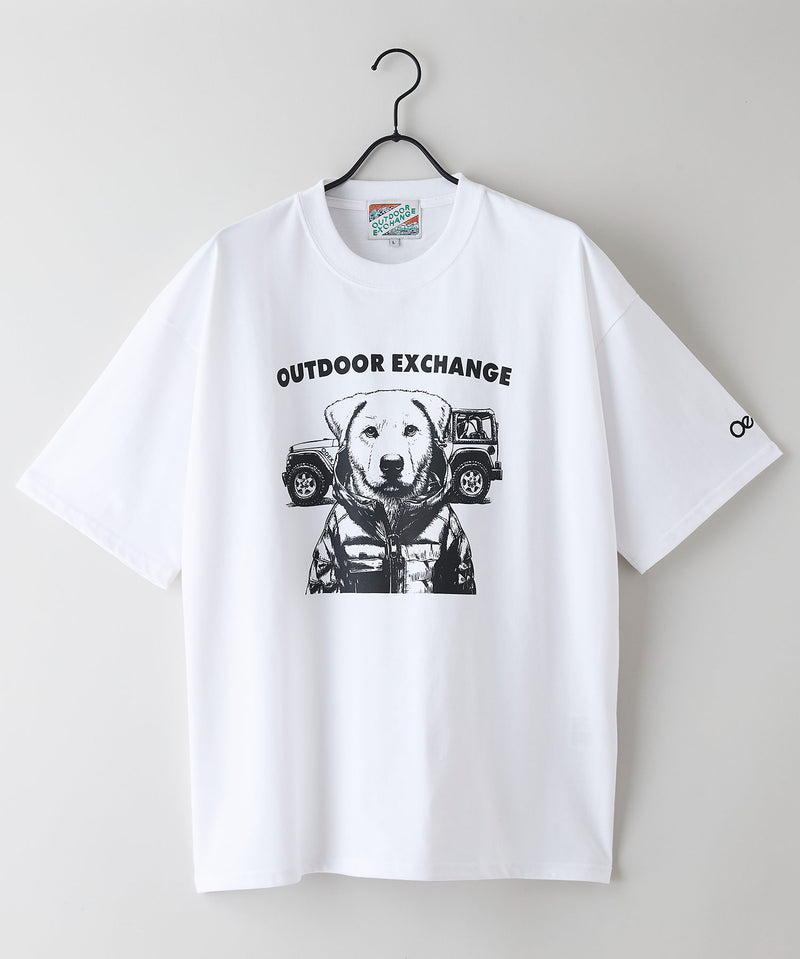 アニマルプリント クルーネックTシャツ（イヌ）オーバーサイズ【OUTDOOR EXCHANGE/アウトドアエクスチェンジ】
