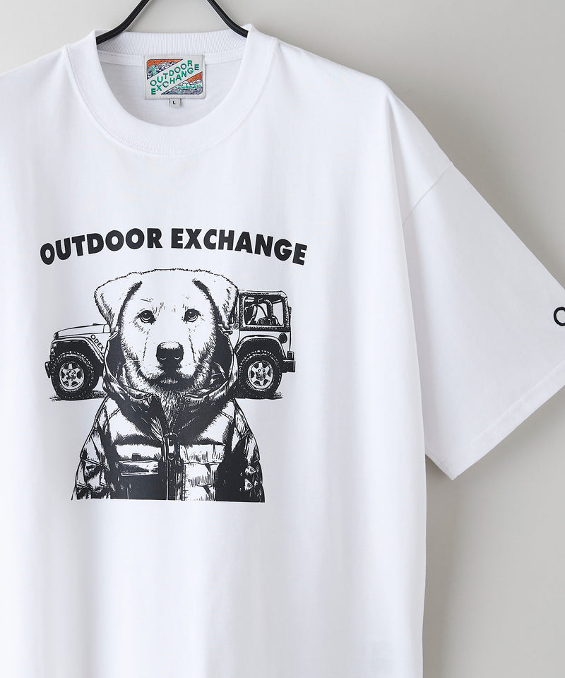 アニマルプリント クルーネックTシャツ（イヌ）オーバーサイズ【OUTDOOR EXCHANGE/アウトドアエクスチェンジ】