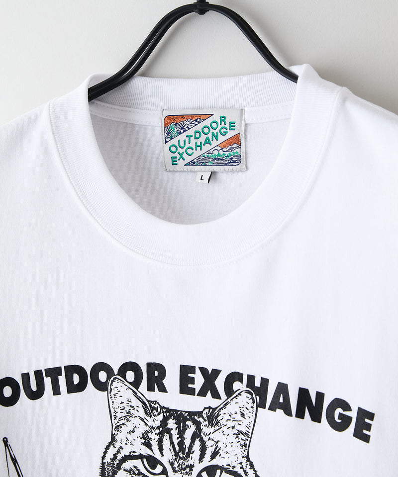 アニマルプリント クルーネックTシャツ（ネコ）オーバーサイズ【OUTDOOR EXCHANGE/アウトドアエクスチェンジ】