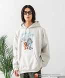 【TOM and JERRY/トムとジェリー】オリジナルデザイン 刺繍 プルオーバーパーカー フーディー ジェリー タフィー サカナ ドロップショルダー ビッグシルエット