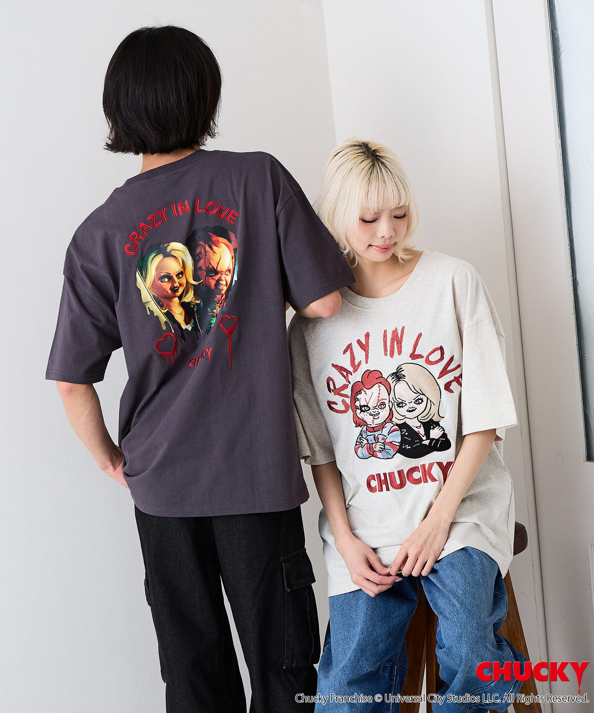 チャッキー2317 CHUCKY/チャッキー】オリジナルデザインTシャツ 刺繍 ドロップ