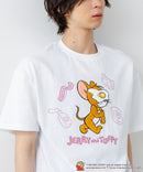 新柄追加！！【TOM AND JERRY/トムとジェリー】オリジナルデザイン 刺繍 Tシャツ ジェリー タフィー ドロップショルダー ビッグシルエット ユニセックス キャラクター