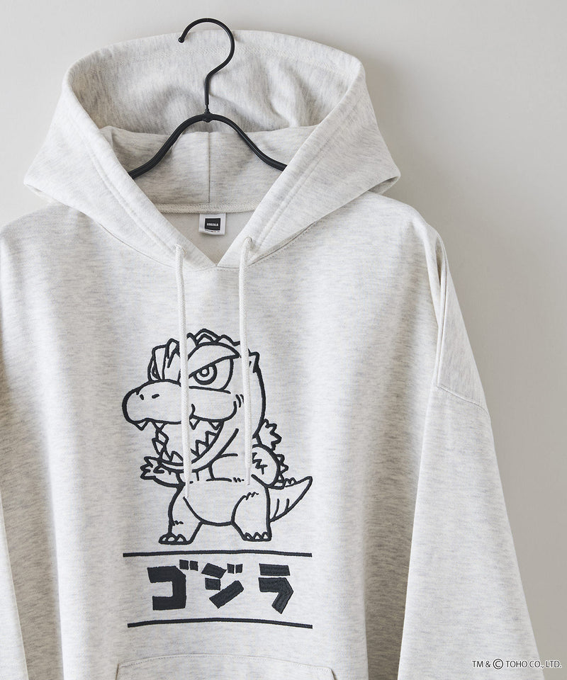 【GODZILLA/ゴジラ】ゴジラ キングギドラ オリジナルデザイン ビッグシルエット 裏起毛 プルオーバーパーカー フーディー ドロップショルダー オーバーサイズ