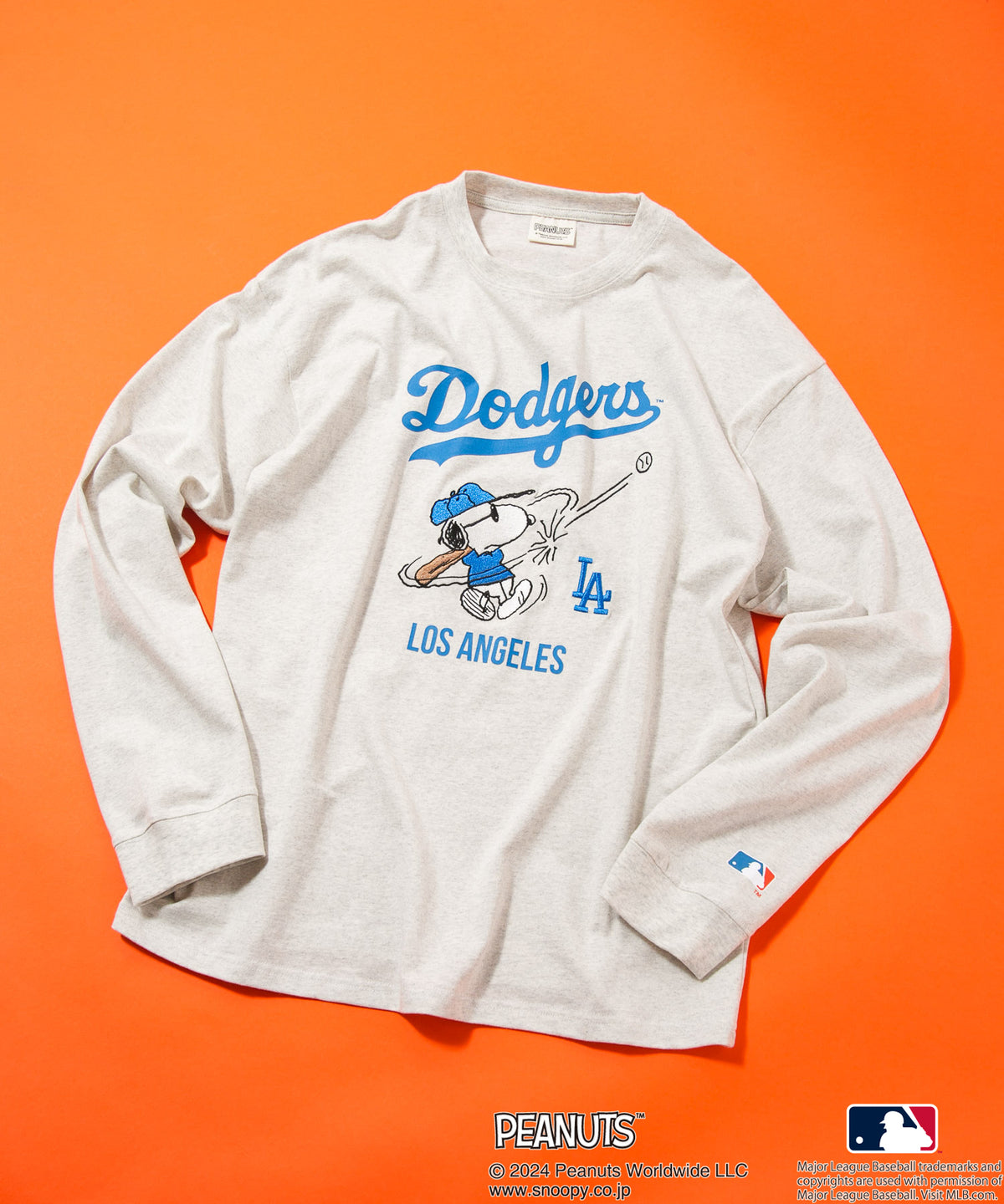 2024秋新規】PEANUTS MLB オリジナルデザイン Tシャツ ヤンキース ドジャース メッツ ドロップショルダー ビッグシルエット