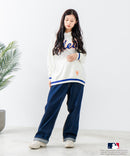 【MLB/メジャーリーグベースボール】 裏毛 ツイル ワッペン ライン リブフーディー  プルオーバーパーカー