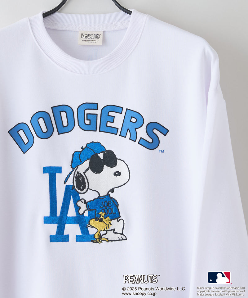 【2025新作 】MLB ×PEANUTS オリジナルデザイン TCダンボール Tトレーナー  ドジャース カブス ヤンキース ドロップショルダー ビッグシルエット ユニセックス 人気アイテム　