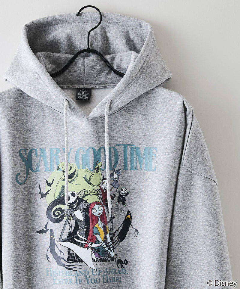 【DISNEY/ディズニー】＜ナイトメアー・ビフォア・クリスマス＞＜ディズニーヴィランズ＞ビッグシルエット 裏起毛 プルオーバーパーカー フーディー ドロップショルダー オーバーサイズ