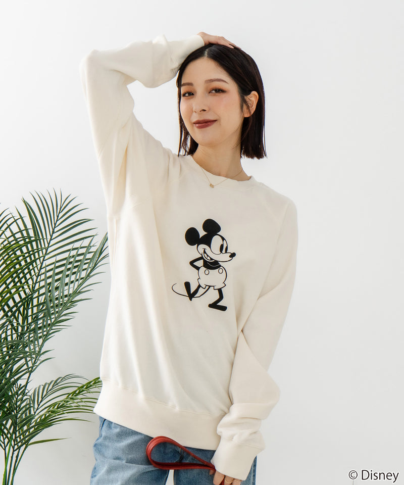 【DISCUS×DISNEY】「ミッキーマウス」キャラクタープリントスウェットトレーナー メンズ レディース ユニセックス