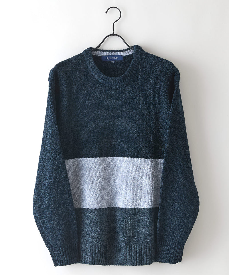 【BLUE STANDARD/ブルースタンダード】モール切り替えニット セーター 冬服 防寒 暖服