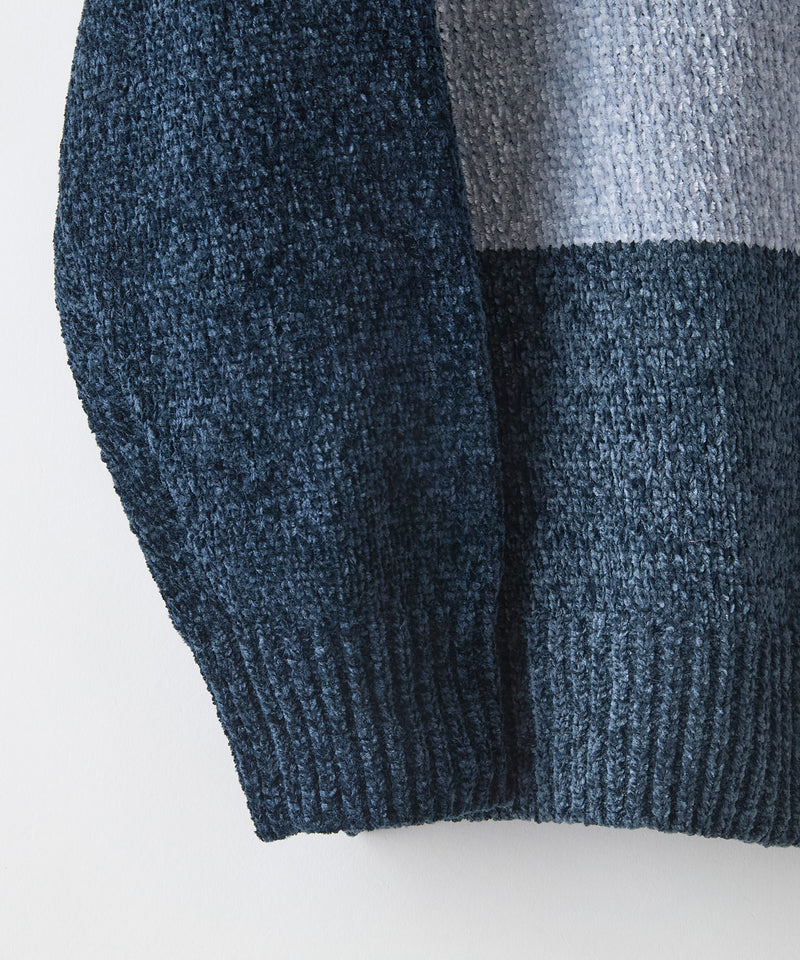 【BLUE STANDARD/ブルースタンダード】モール切り替えニット セーター 冬服 防寒 暖服