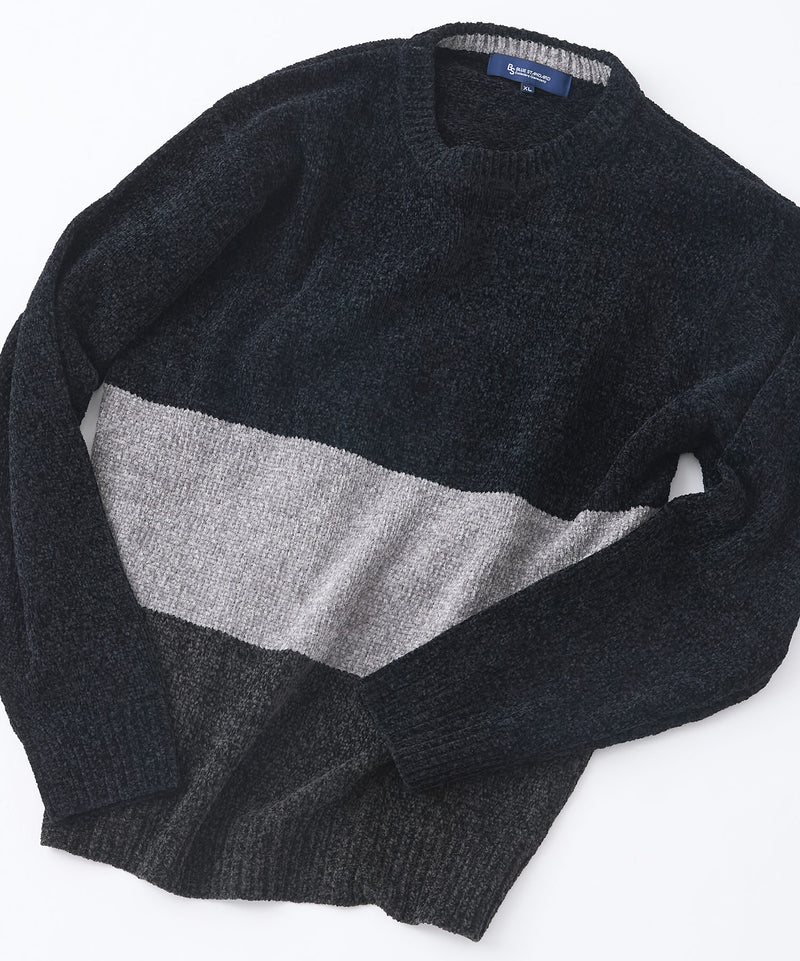 【BLUE STANDARD/ブルースタンダード】モール切り替えニット セーター 冬服 防寒 暖服