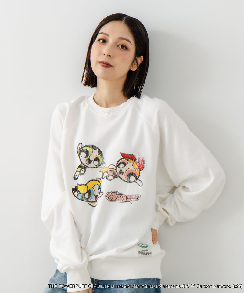 【DISCUS×THE POWERPUFF GIRLS】キャラクタープリントスウェットトレーナー メンズ レディース ユニセックス