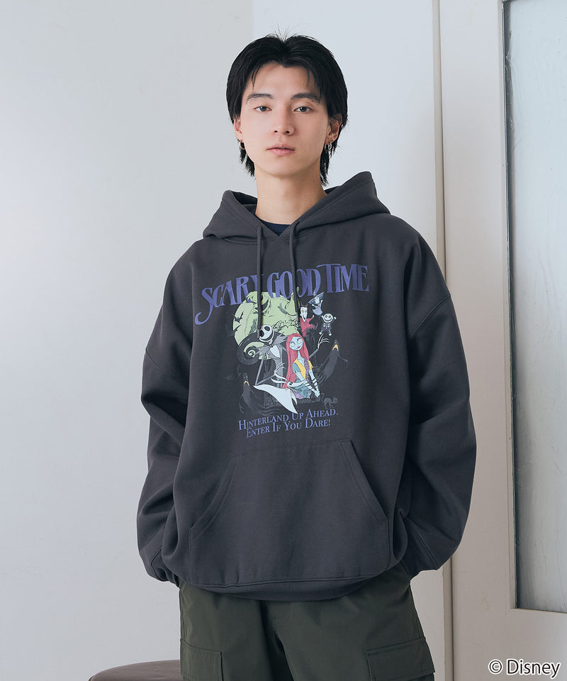 【DISNEY/ディズニー】＜ナイトメアー・ビフォア・クリスマス＞＜ディズニーヴィランズ＞ビッグシルエット 裏起毛 プルオーバーパーカー フーディー ドロップショルダー オーバーサイズ