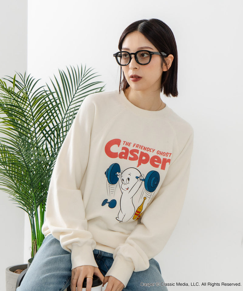 【DISCUS×Casper】キャラクタープリントスウェットトレーナー メンズ レディース ユニセックス