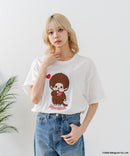 【Monchhichi/モンチッチ】【限定オリジナルデザイン】モンチッチ Tシャツ コットン100% ドロップショルダーシルエット プリント サガラ刺繍 半袖 カットソー キャラクター レトロ ユニセックス