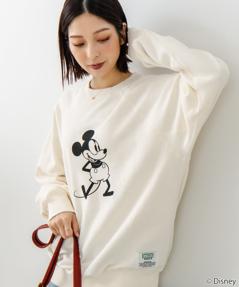 【DISCUS×DISNEY】「ミッキーマウス」キャラクタープリントスウェットトレーナー メンズ レディース ユニセックス