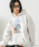 【TOM and JERRY/トムとジェリー】オリジナルデザイン 刺繍 プルオーバーパーカー フーディー ジェリー タフィー サカナ ドロップショルダー ビッグシルエット