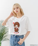 【Monchhichi/モンチッチ】【限定オリジナルデザイン】モンチッチ Tシャツ コットン100% ドロップショルダーシルエット プリント サガラ刺繍 半袖 カットソー キャラクター レトロ ユニセックス