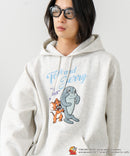 【TOM and JERRY/トムとジェリー】オリジナルデザイン 刺繍 プルオーバーパーカー フーディー ジェリー タフィー サカナ ドロップショルダー ビッグシルエット