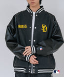 【PEANUTS/ピーナッツ】【ユニセックスデザイン リンクコーデ・カップルコーデにも◎】MLB×PEANUTS スタジアムジャンパー スタジャン オーバーサイズ フェイクレザー ドジャース ヤンキース パドレス ❘ジーンズメイト公式オンラインショップ