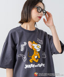 新柄追加！！【TOM AND JERRY/トムとジェリー】オリジナルデザイン 刺繍 Tシャツ ジェリー タフィー ドロップショルダー ビッグシルエット ユニセックス キャラクター