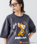 新柄追加！！【TOM AND JERRY/トムとジェリー】オリジナルデザイン 刺繍 Tシャツ ジェリー タフィー ドロップショルダー ビッグシルエット ユニセックス キャラクター