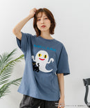【ねないこだれだ】【コットン100％のしっかりした生地 ドロップショルダー】オリジナルデザイン 刺繍Tシャツ せなけいこ 絵本 コラボ キャラクター 半袖 ユニセックス おばけ グッズ かわいい