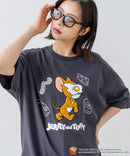 新柄追加！！【TOM AND JERRY/トムとジェリー】オリジナルデザイン 刺繍 Tシャツ ジェリー タフィー ドロップショルダー ビッグシルエット ユニセックス キャラクター