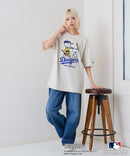 【PEANUTS×MLB】オリジナルデザインTシャツ 刺繍 ドロップショルダー ユニセックス