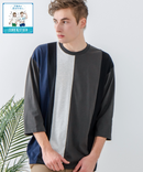 ZEROSTAIN フェイクレイヤード ビッグシルエット 切り替えデザイン 7分袖Tシャツ 汗染みの目立ちにくいTシャツ 防汚 UVカット