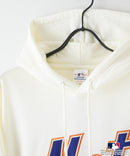 【MLB/メジャーリーグベースボール】 裏毛 ツイル ワッペン ライン リブフーディー  プルオーバーパーカー