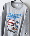 【PEANUTS/ピーナッツ】【ユニセックスデザインでリンクコーデにも◎】MLB×PEANUTS 裏起毛トレーナー 保温 キャラクター ドジャース ヤンキース パイレーツ モクグレーA柄 ❘ジーンズメイト公式オンラインショップ