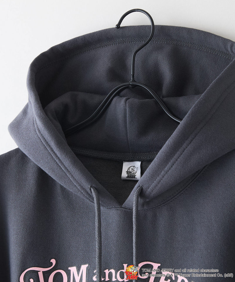 【TOM and JERRY/トムとジェリー】オリジナルデザイン 刺繍 プルオーバーパーカー フーディー ジェリー タフィー サカナ ドロップショルダー ビッグシルエット