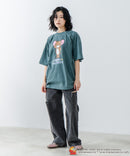 【TOMANDJERRY/トムとジェリー】オリジナルデザイン ジェリー タフィー パウダーブリーチ 加工 Tシャツ ドロップショルダー ビッグシルエット ヴィンテージライク 古着ライク ユニセックス キャラクター