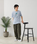 【BLUE STANDARD/ブルースタンダード】【涼しい スラブ天竺】 アニマルプリントＴシャツ 綿100% 凹凸素材 ペンギン ゆるかわ 凹凸素材 部屋着 ワンマイル キャンプ