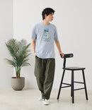 【BLUE STANDARD/ブルースタンダード】【涼しい スラブ天竺】 アニマルプリントＴシャツ 綿100% 凹凸素材 ペンギン ゆるかわ 凹凸素材 部屋着 ワンマイル キャンプ