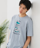 【BLUE STANDARD/ブルースタンダード】【涼しい スラブ天竺】 アニマルプリントＴシャツ 綿100% 凹凸素材 ペンギン ゆるかわ 凹凸素材 部屋着 ワンマイル キャンプ