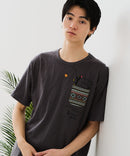 【BLUE STANDARD/ブルースタンダード】【涼しい スラブ天竺】 アニマルプリント ポケット付きＴシャツ 綿100% 凹凸素材 ペンギン ゆるかわ 凹凸素材 部屋着 ワンマイル キャンプ ❘ジーンズメイト公式オンラインショップ