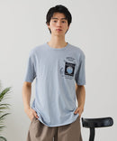 【BLUE STANDARD/ブルースタンダード】【涼しい スラブ天竺】 アニマルプリント ポケット付きＴシャツ 綿100% 凹凸素材 ペンギン ゆるかわ 凹凸素材 部屋着 ワンマイル キャンプ ❘ジーンズメイト公式オンラインショップ