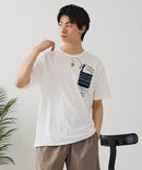 【BLUE STANDARD/ブルースタンダード】【涼しい スラブ天竺】 アニマルプリント ポケット付きＴシャツ 綿100% 凹凸素材 ペンギン ゆるかわ 凹凸素材 部屋着 ワンマイル キャンプ ❘ジーンズメイト公式オンラインショップ