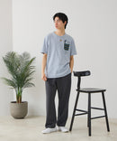 【BLUE STANDARD/ブルースタンダード】【涼しい スラブ天竺】 アニマルプリント ポケット付きＴシャツ 綿100% 凹凸素材 ペンギン ゆるかわ 凹凸素材 部屋着 ワンマイル キャンプ ❘ジーンズメイト公式オンラインショップ