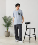 【BLUE STANDARD/ブルースタンダード】【涼しい スラブ天竺】 アニマルプリント ポケット付きＴシャツ 綿100% 凹凸素材 ペンギン ゆるかわ 凹凸素材 部屋着 ワンマイル キャンプ ❘ジーンズメイト公式オンラインショップ