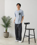 【BLUE STANDARD/ブルースタンダード】【涼しい スラブ天竺】 アニマルプリント ポケット付きＴシャツ 綿100% 凹凸素材 ペンギン ゆるかわ 凹凸素材 部屋着 ワンマイル キャンプ ❘ジーンズメイト公式オンラインショップ