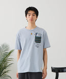 【BLUE STANDARD/ブルースタンダード】【涼しい スラブ天竺】 アニマルプリント ポケット付きＴシャツ 綿100% 凹凸素材 ペンギン ゆるかわ 凹凸素材 部屋着 ワンマイル キャンプ ❘ジーンズメイト公式オンラインショップ