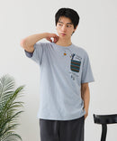【BLUE STANDARD/ブルースタンダード】【涼しい スラブ天竺】 アニマルプリント ポケット付きＴシャツ 綿100% 凹凸素材 ペンギン ゆるかわ 凹凸素材 部屋着 ワンマイル キャンプ ❘ジーンズメイト公式オンラインショップ