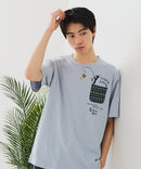 【BLUE STANDARD/ブルースタンダード】【涼しい スラブ天竺】 アニマルプリント ポケット付きＴシャツ 綿100% 凹凸素材 ペンギン ゆるかわ 凹凸素材 部屋着 ワンマイル キャンプ ❘ジーンズメイト公式オンラインショップ