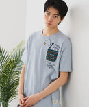 【BLUE STANDARD/ブルースタンダード】【涼しい スラブ天竺】 アニマルプリント ポケット付きＴシャツ 綿100% 凹凸素材 ペンギン ゆるかわ 凹凸素材 部屋着 ワンマイル キャンプ ❘ジーンズメイト公式オンラインショップ