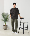 【BLUE STANDARD/ブルースタンダード】【吸水速乾＆UVカット】オーバーサイズ カラーステッチングシャツ ストレッチ ワークテイスト ストリート ユニセックス きれいめカジュアル
